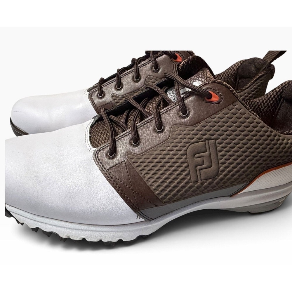 FootJoy FJ Contour Fit Golf Shoes White Brown Leather Men Size 10.5 M 54096